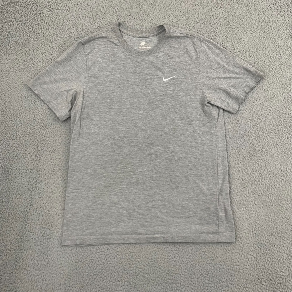 The Nike Tee Embroidered Logo Men L Gray Sportswear Lounge Short Sleeve Tee